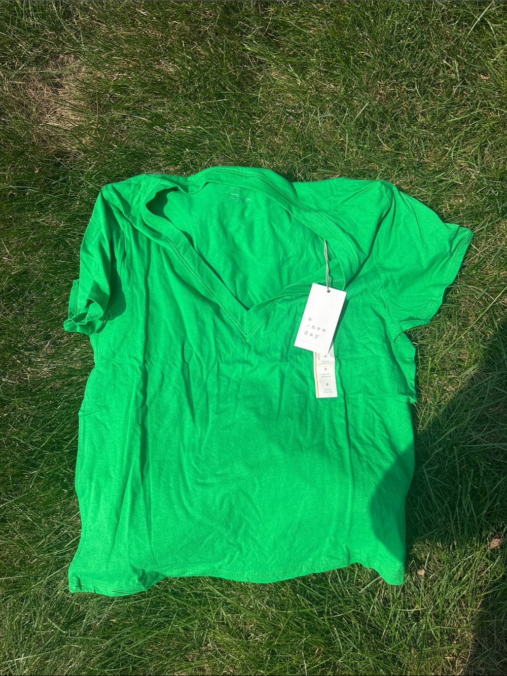 a new day Bright Green V-Neck Short Sleeve Tee